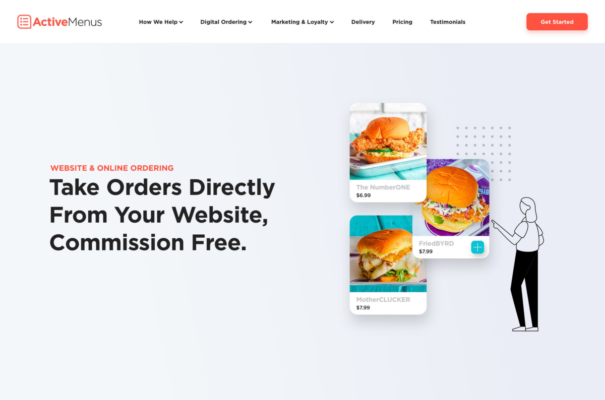 ActiveMenus website online ordering hero