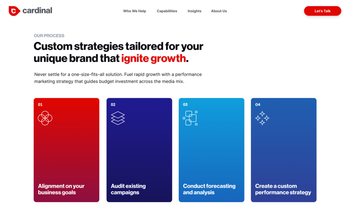 Modular digital design system for Cardinal's website - services - desktop