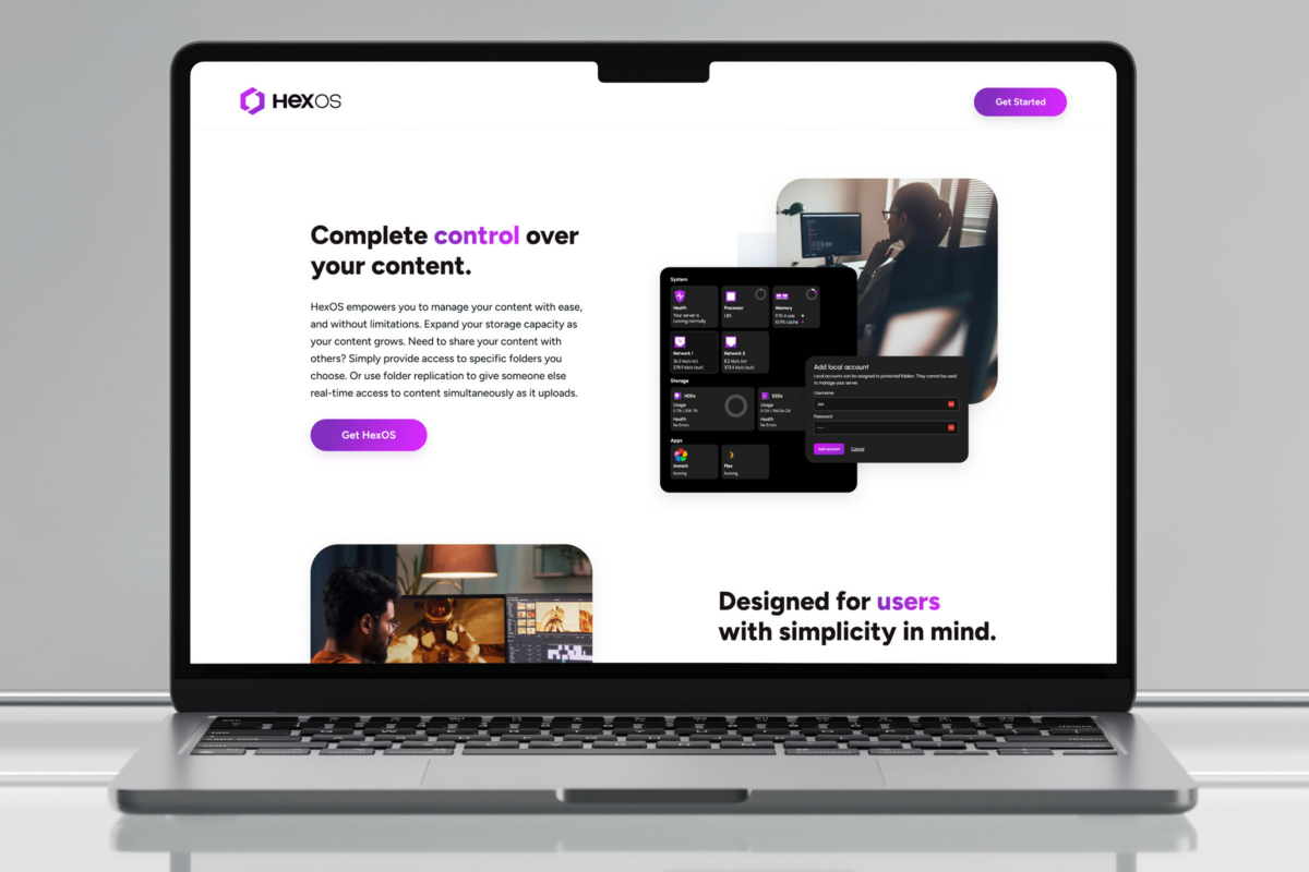 HexOS Landing page system design