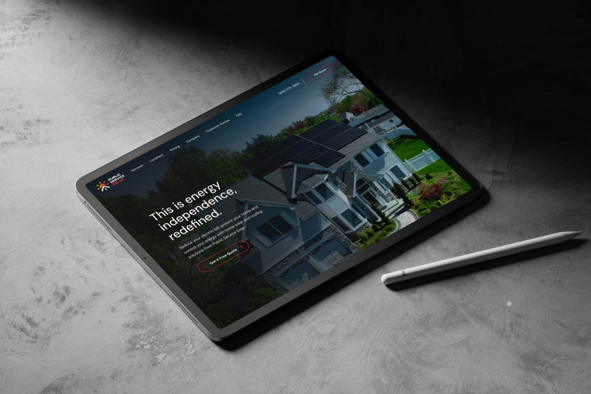 Public Service Solar - Brand Identity and Web System on ipad